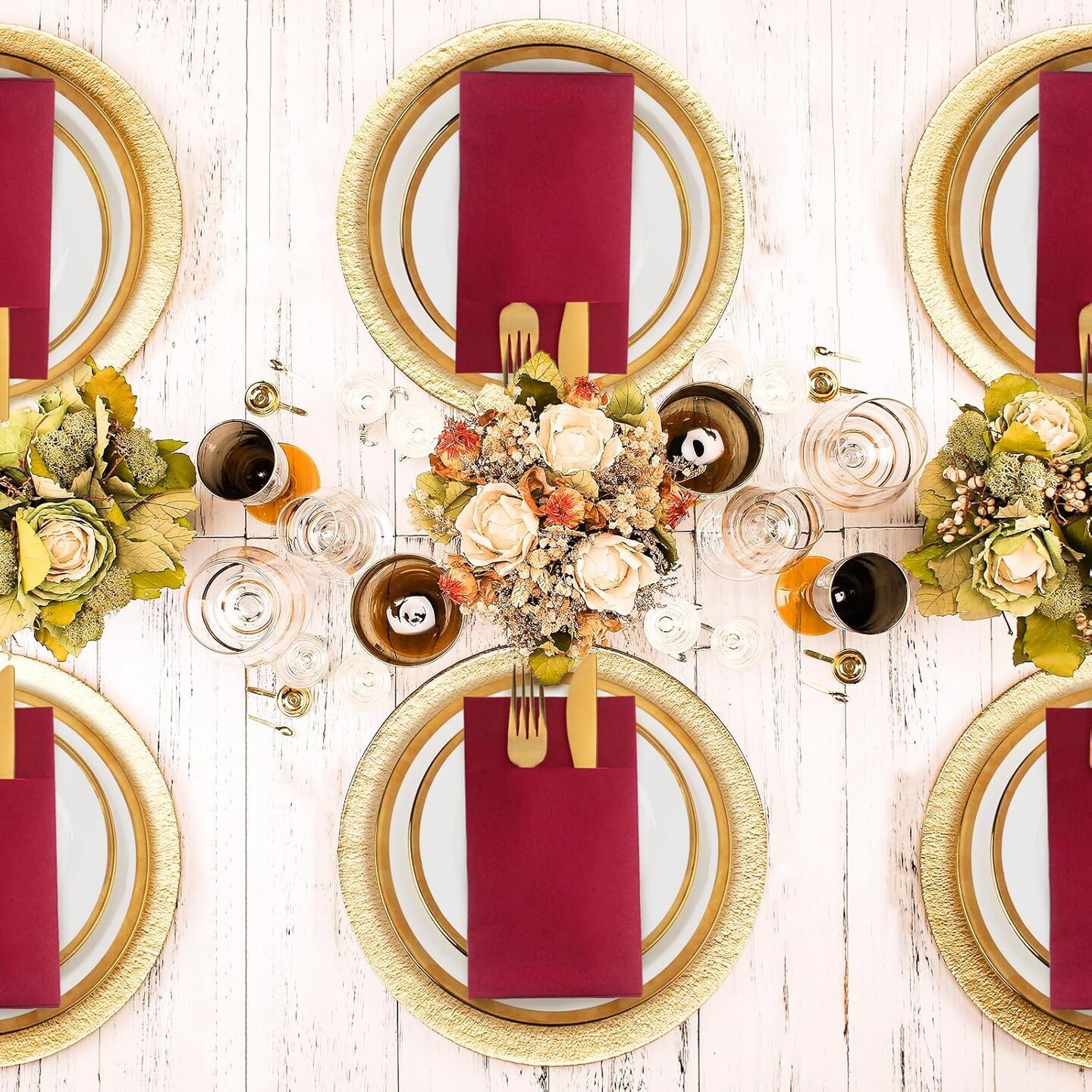 100-Pack Burgundy Disposable Dinner Napkins, 16.5×16.5 in, Cloth-Like with Pocket