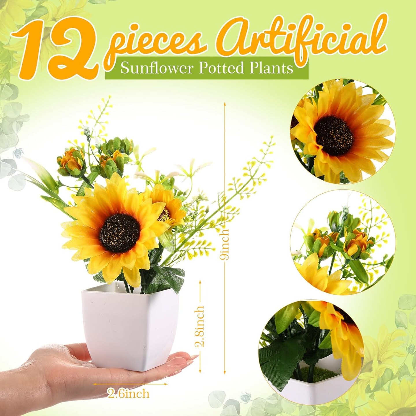 12 Pcs Small Summer Fake Plants Artificial Potted Plants Table Centerpieces