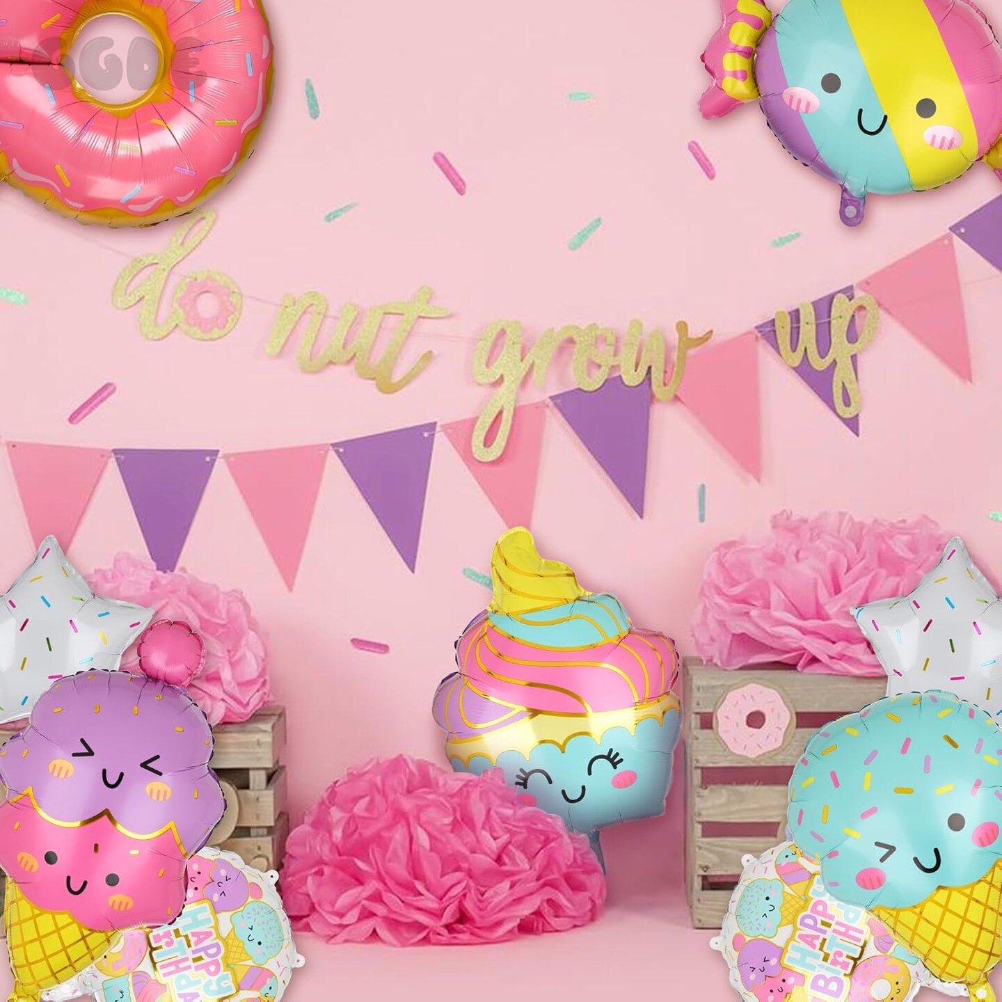 Ice Cream Balloons Donut Candy Themed Baby Shower Kids Sweet Summer Birthday Party Decor 9 Pcs