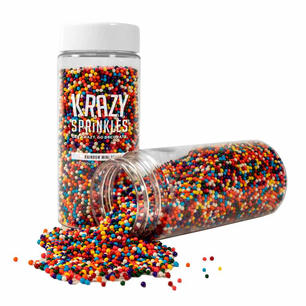 Krazy Sprinkles - Rainbow Mini Beads (1/2 Cup, 1x Jar) for Cakes, Ice Cream & Cookies