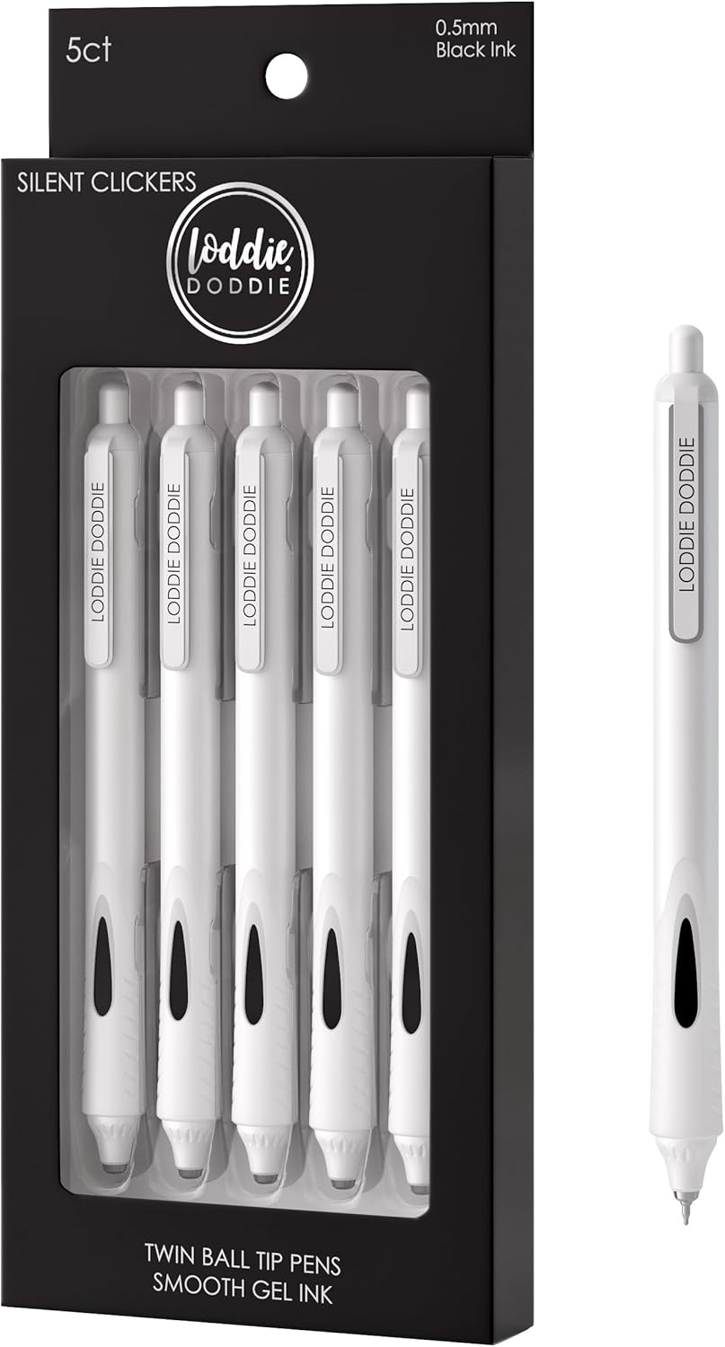 Retractable Gel Pens - 0.5mm Tip Gel Pens for Journaling, White Barrels, Silent Clicker, Smooth Writing, Quick-Dry Ink, Gel Pen Set