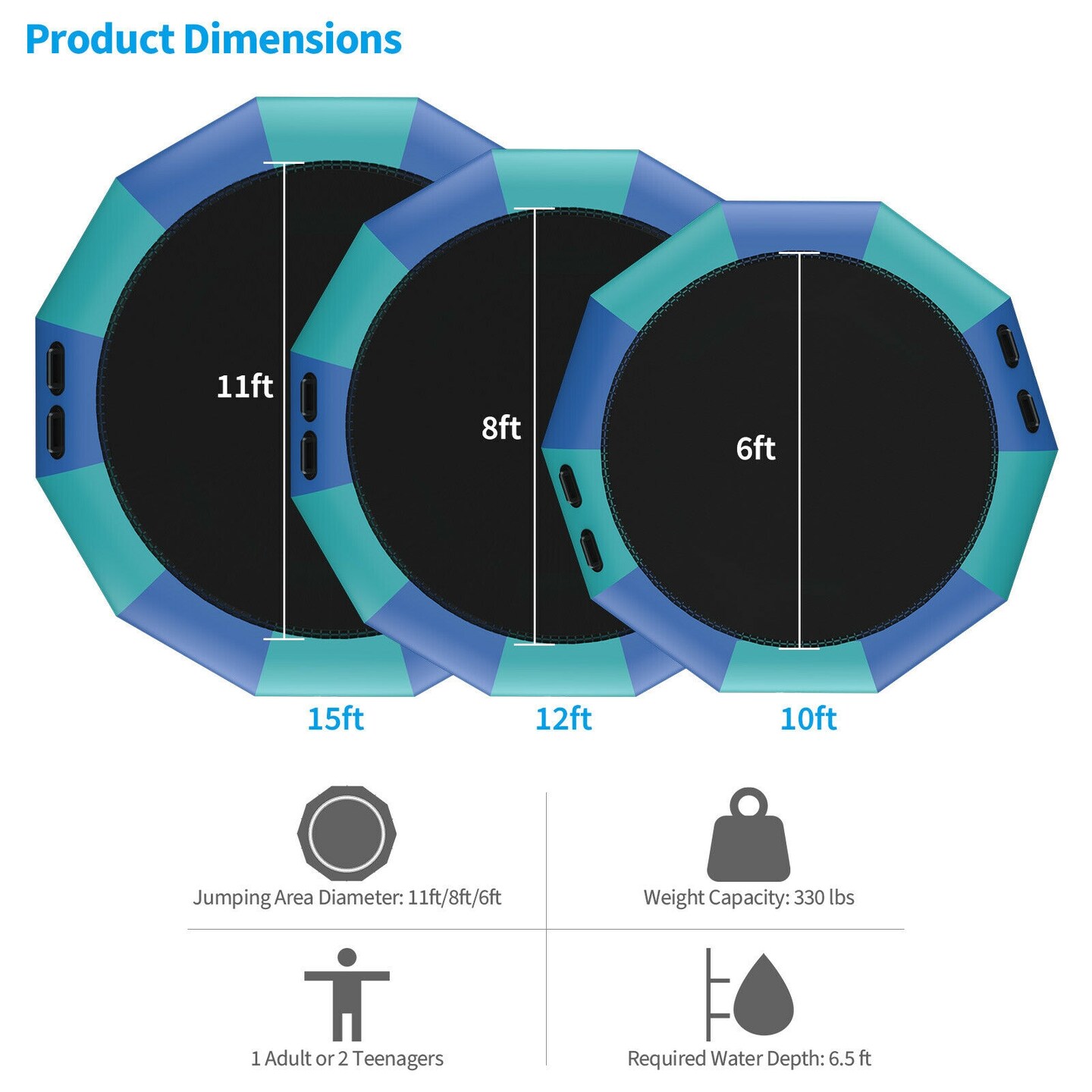 PVC Inflatable Water Trampoline with Large Bouncing Area