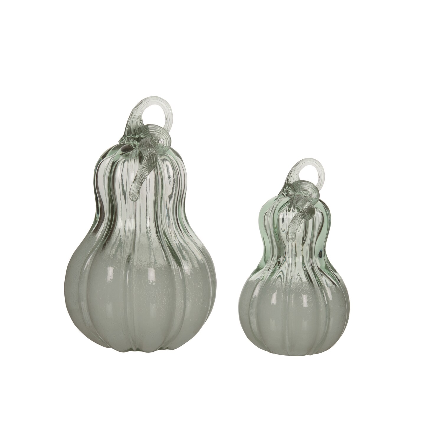 Transpac Glass 11 in. Clear Harvest Pumpkins with Matching Stems Set of 2