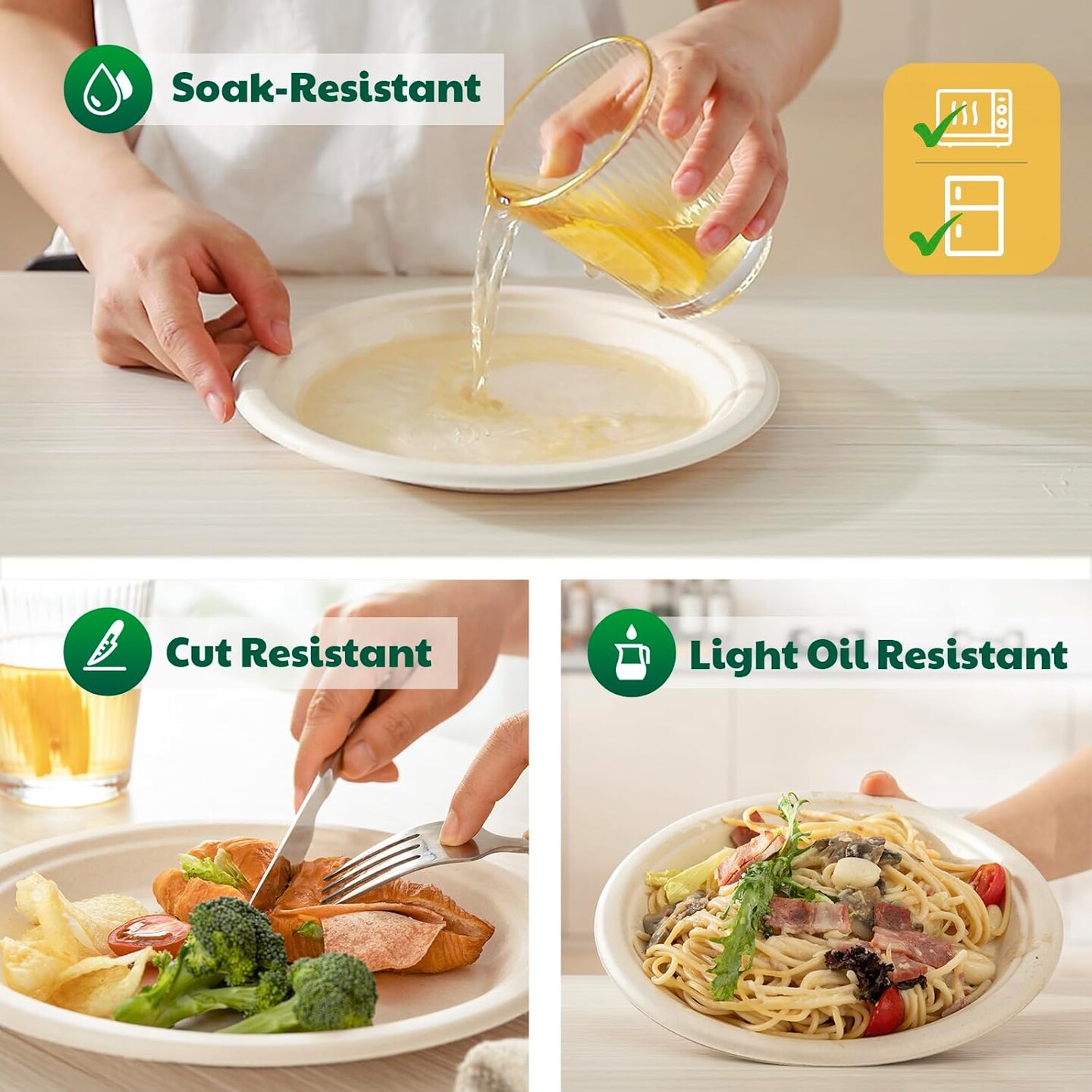 125 Count Compostable Paper Plates, 6 Inch Heavy Duty Disposable Plates by Biodegradable Bagasse, Dessert Plates Bulk for Party | Microwave-Safe | Soak-Resistant, Cut Resistant