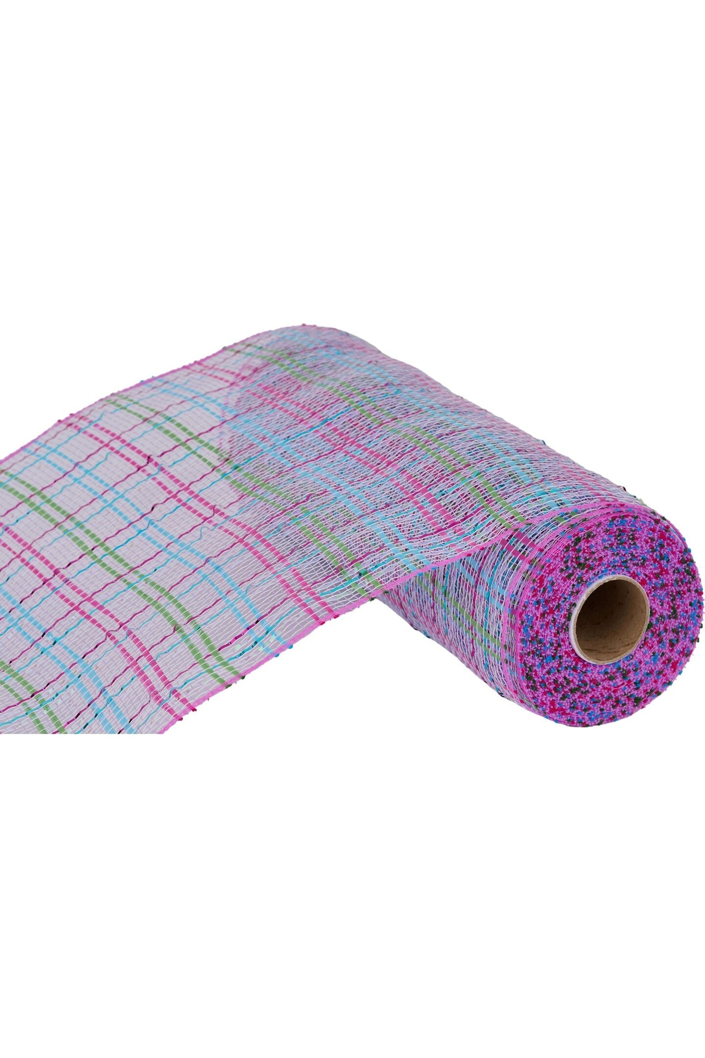 10&#x22; Vertical Foil Plaid Mesh Ribbon: Lavender/Pink/Turquoise/Lime