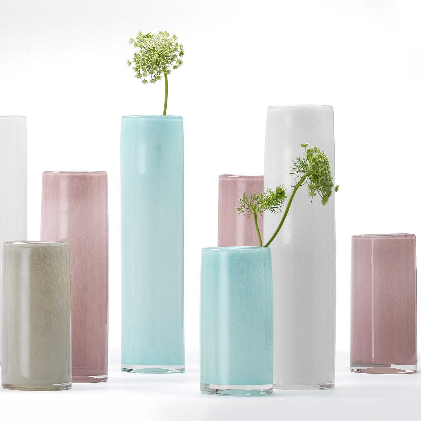 Jamie Young Company Solid Hand Blown Glass Vases - 15.5&#x22; - Pink - Set of 3