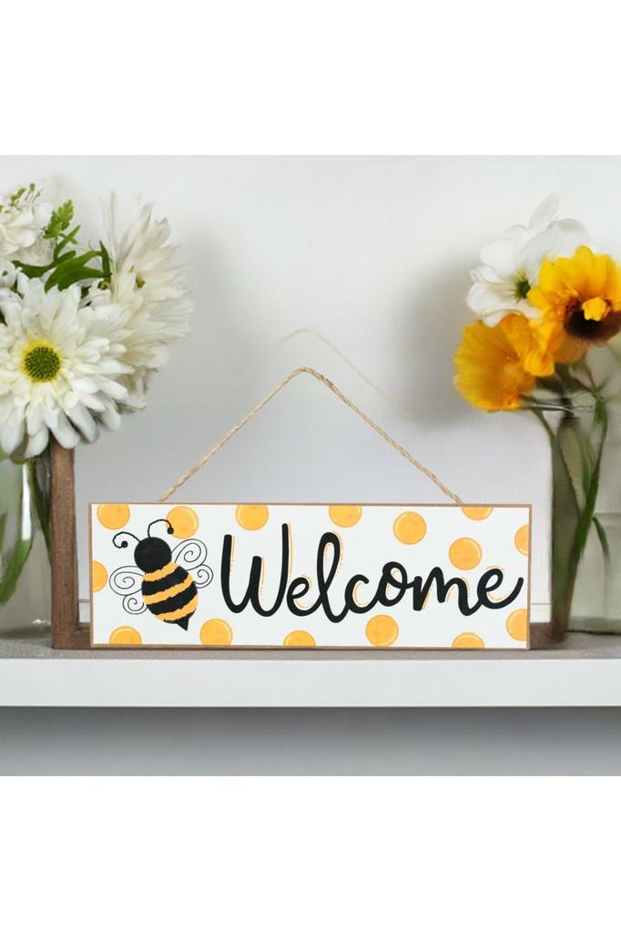 15&#x22; Wooden Sign: Bumble Bee Welcome