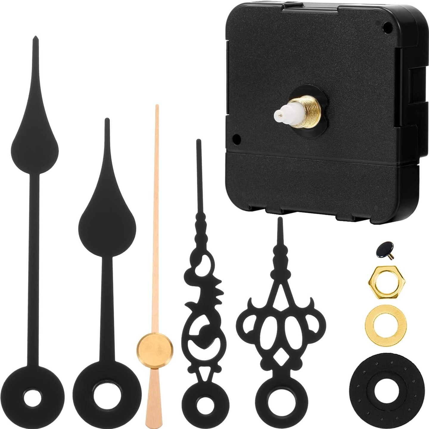 Battery Operated Clock Movement Mechanism DIY Replacement Replacement with 2 Pairs of Short Needles (Shaft Length 4/5 Inch/20mm)