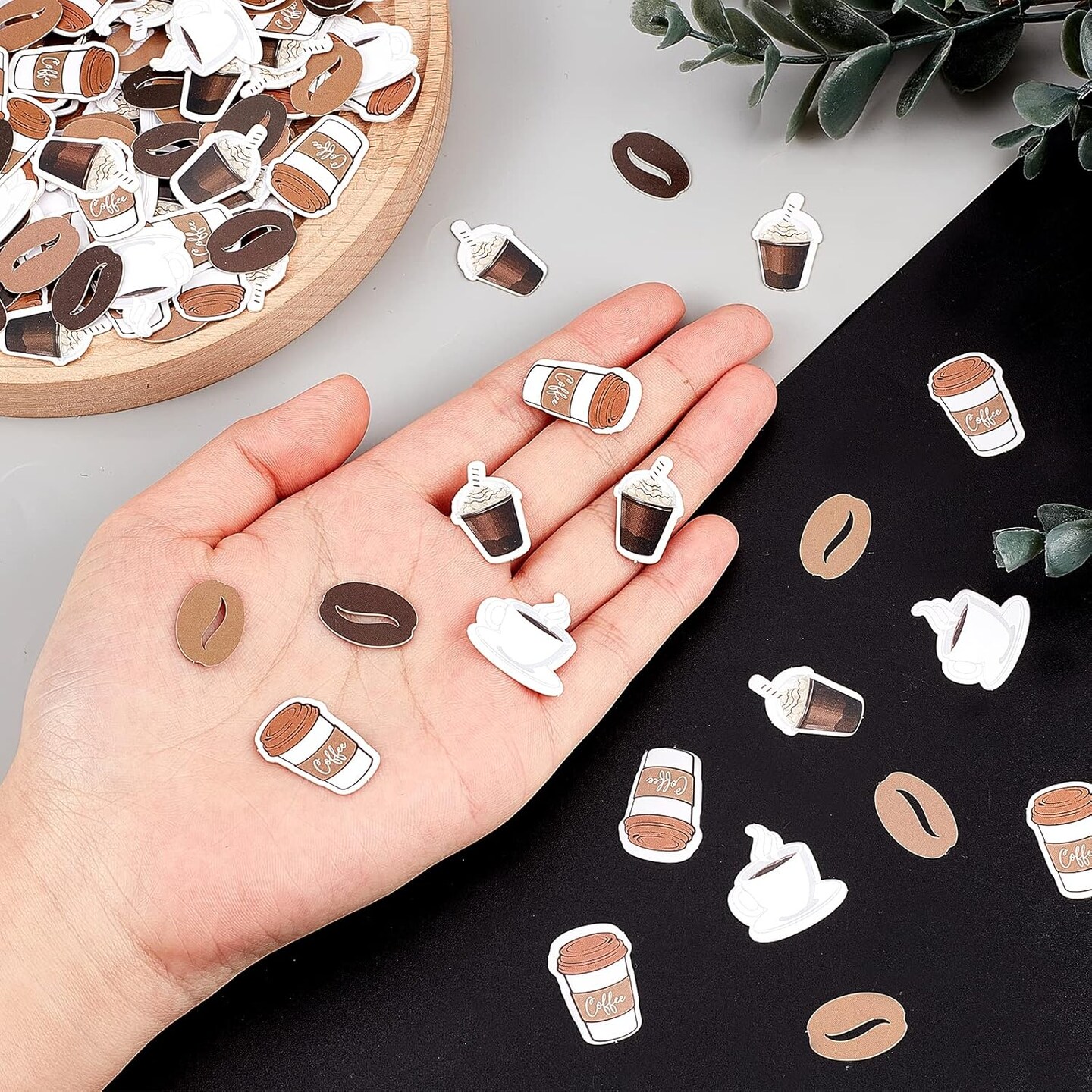 Coffee Confetti, 200pcs Cup Bean Confetti, Coffee Themed Bridal Shower, Baby Shower, Birthday Party Decorations Cafe Bar Table Decorations for Cafe Lovers
