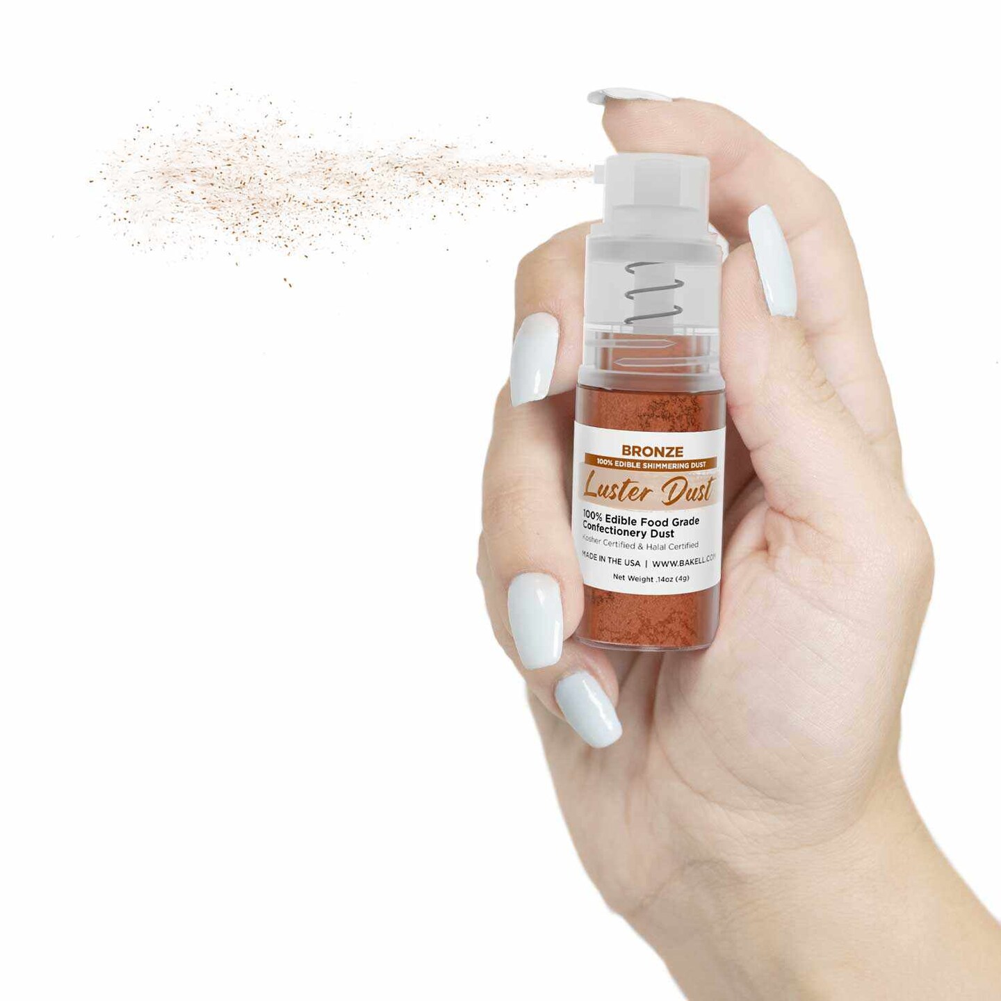 Bakell -  Bronze Luster Dust (4g, 1x Pump) Edible Vegan Dust &#x26; Paint for Baking, Desserts and Beverages