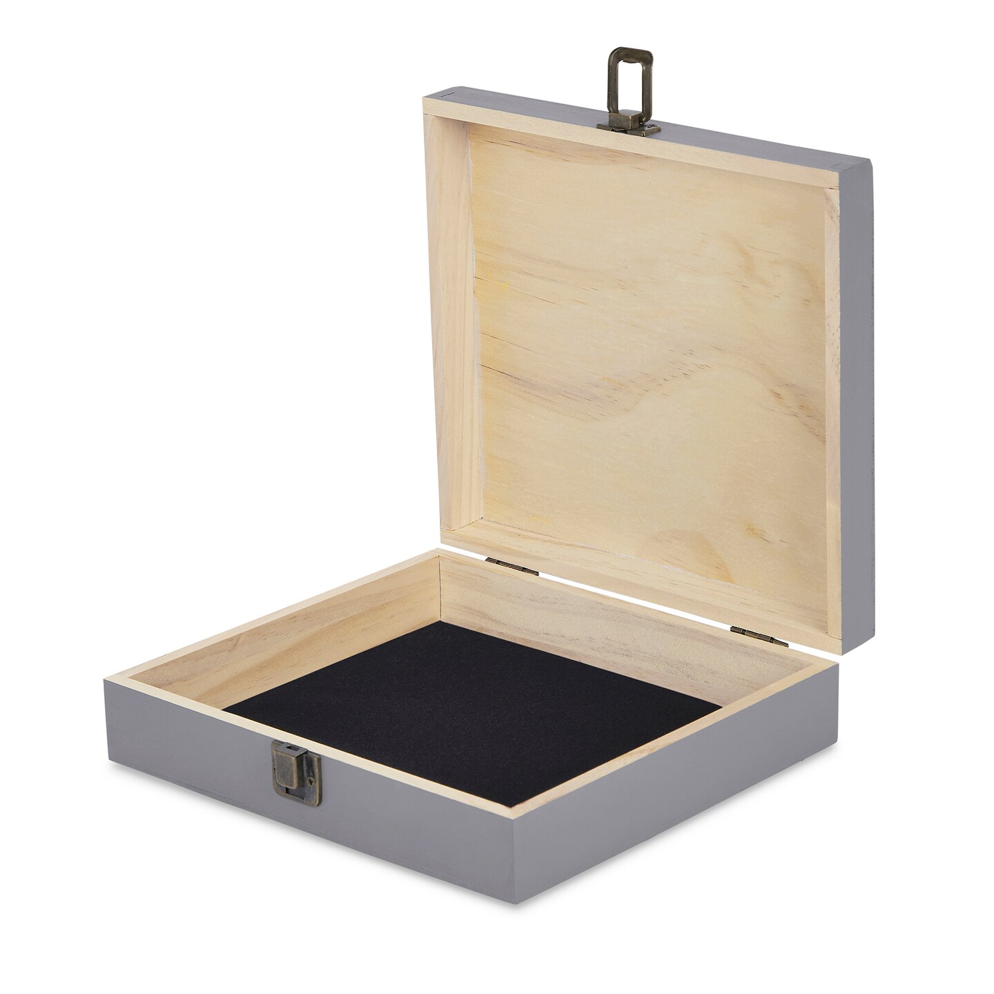 Makerflo Natural Pine Wood Cigar Box, Hinged Back &#x26; Front Clasp, Black Felt Lined, 8.5&#x22; x 8&#x22; x 2.4&#x22;, Ideal for Craft - (Laser Engraving, Epoxy, UV DTF, and Vinyl)