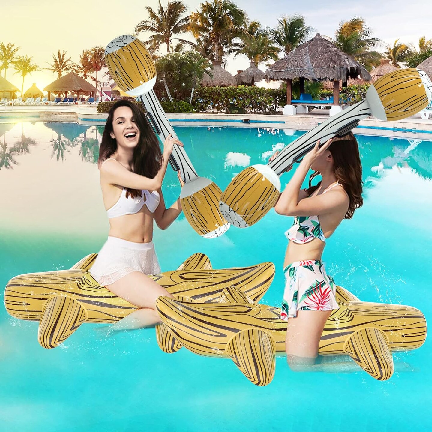 Pool Floats Games Toys, Inflatable Raft Pool Toys for Kids (Ages 8-12) & Adults, Inflatable Logs Battle Game for Family, Swimming Pool Floaties Patented