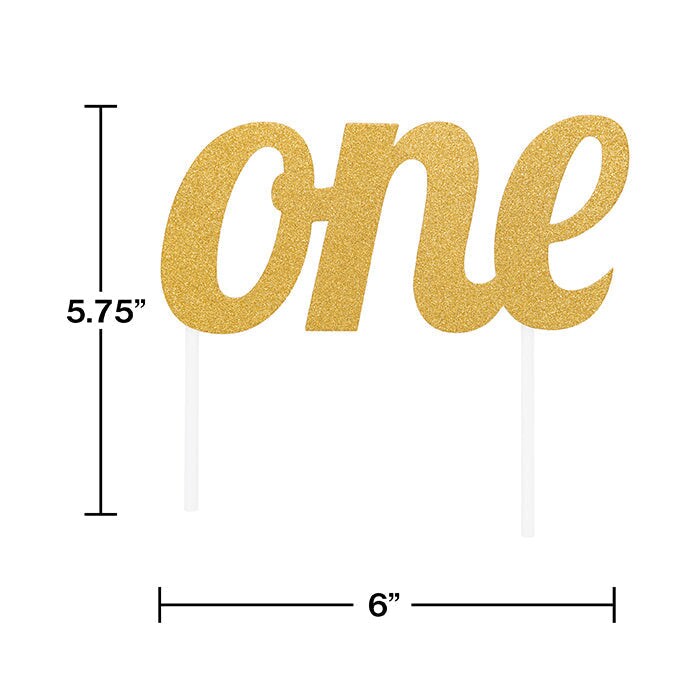 12 pc Bulk Gold &#x22;One&#x22; Birthday Cake Toppers