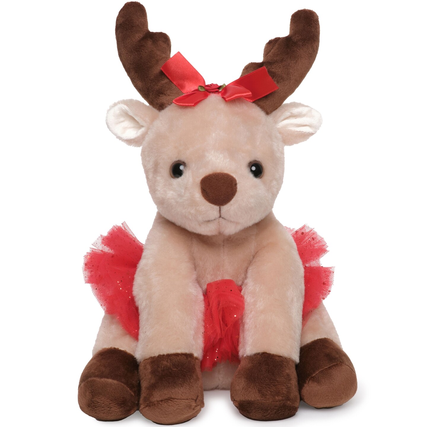 Bearington Dazzling Dancer Ballerina Doll Plush, 13 Inch Reindeer Stuffed Animal, Ideal Christmas Dolls for Girls Gift for Toddlers, Kids &#x26; Teen