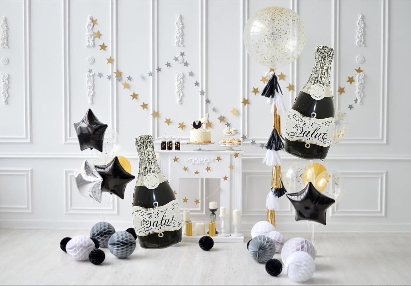 Black Champagne Bottle Balloons Salut Foil Aluminum Balloon Birthday Party Supplies Baby Shower Wedding Engagement Party Decorations