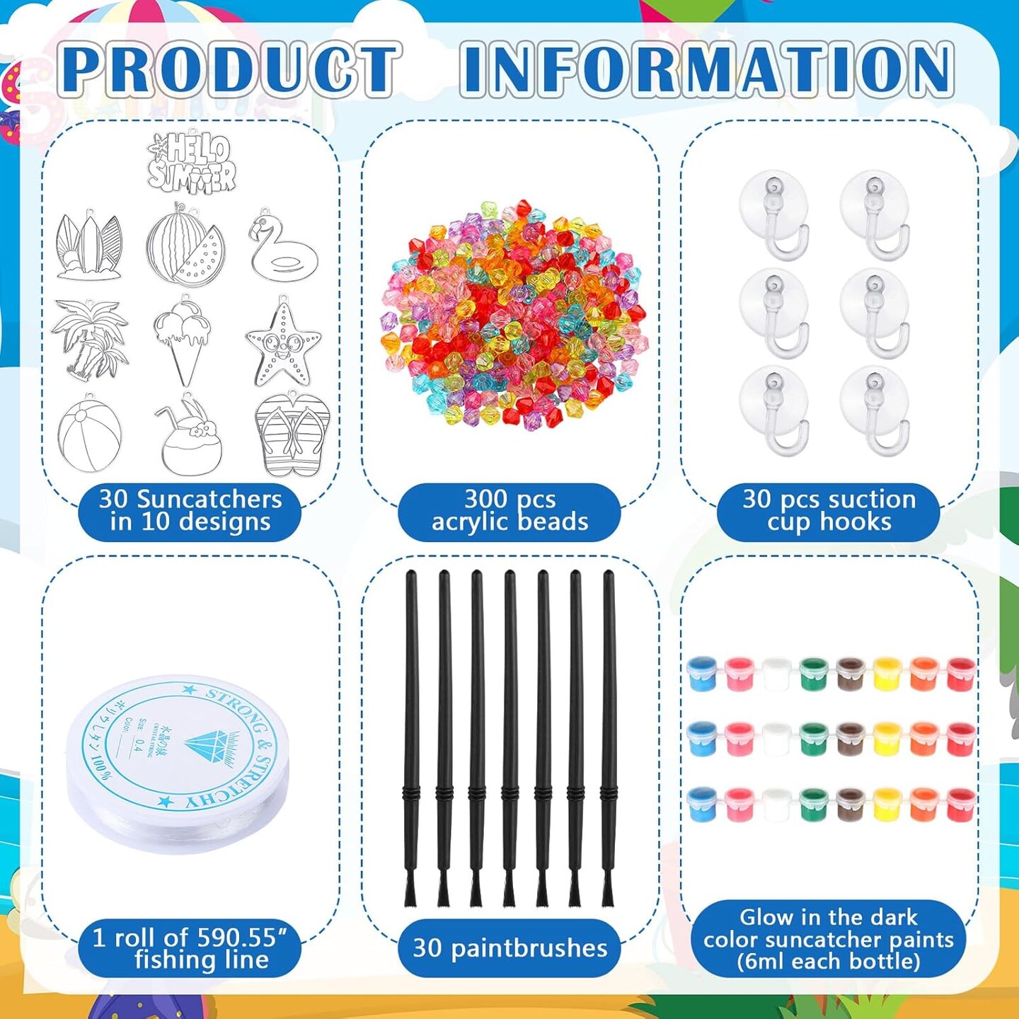 Summer Beach Fruit Window Art Stained Glass Sun Catcher Kits Make Your Own Painting Ornaments for Adult Craft Party Art Activities