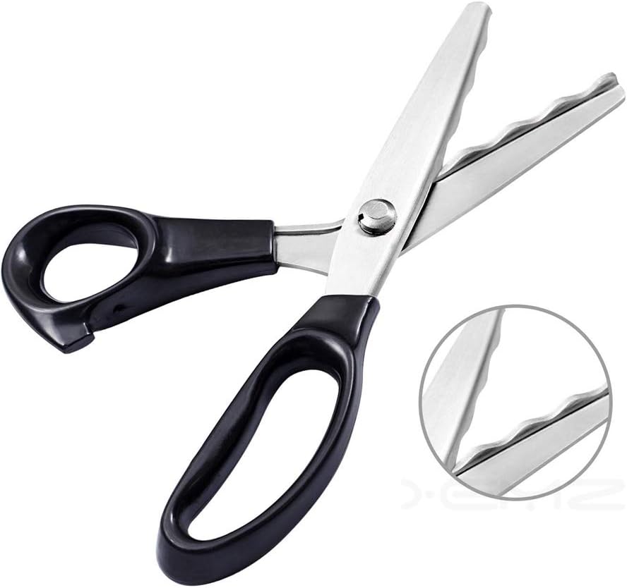 Dressmaking & Craft Scissors – Professional Stainless Steel Pinking Shears with Comfort Grip, Serrated Scalloped Blades for Decorative Cutting of Fabric, Leather, and Paper (18 mm Scalloped)
