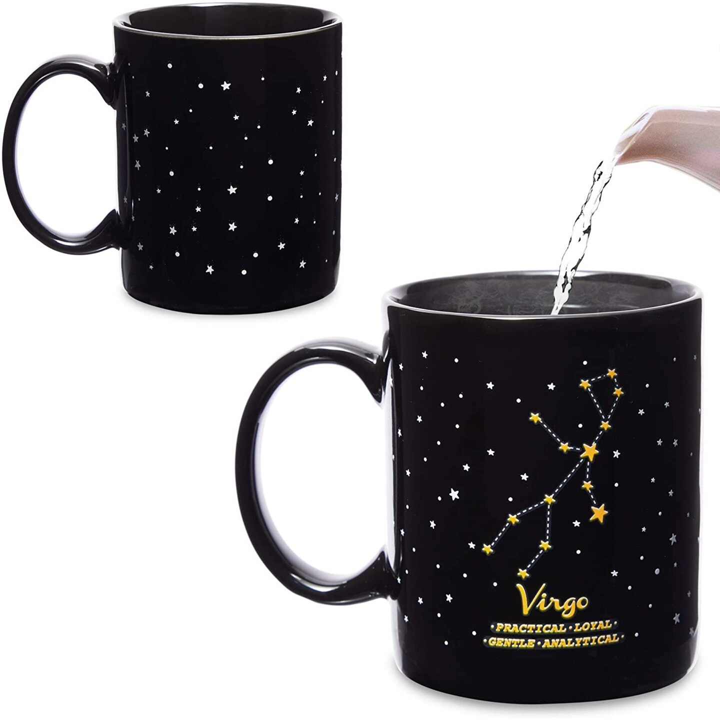 Ceramic Color Changing Mug, Virgo Zodiac Astrology Coffee Mugs for Gifts, Black, 11oz