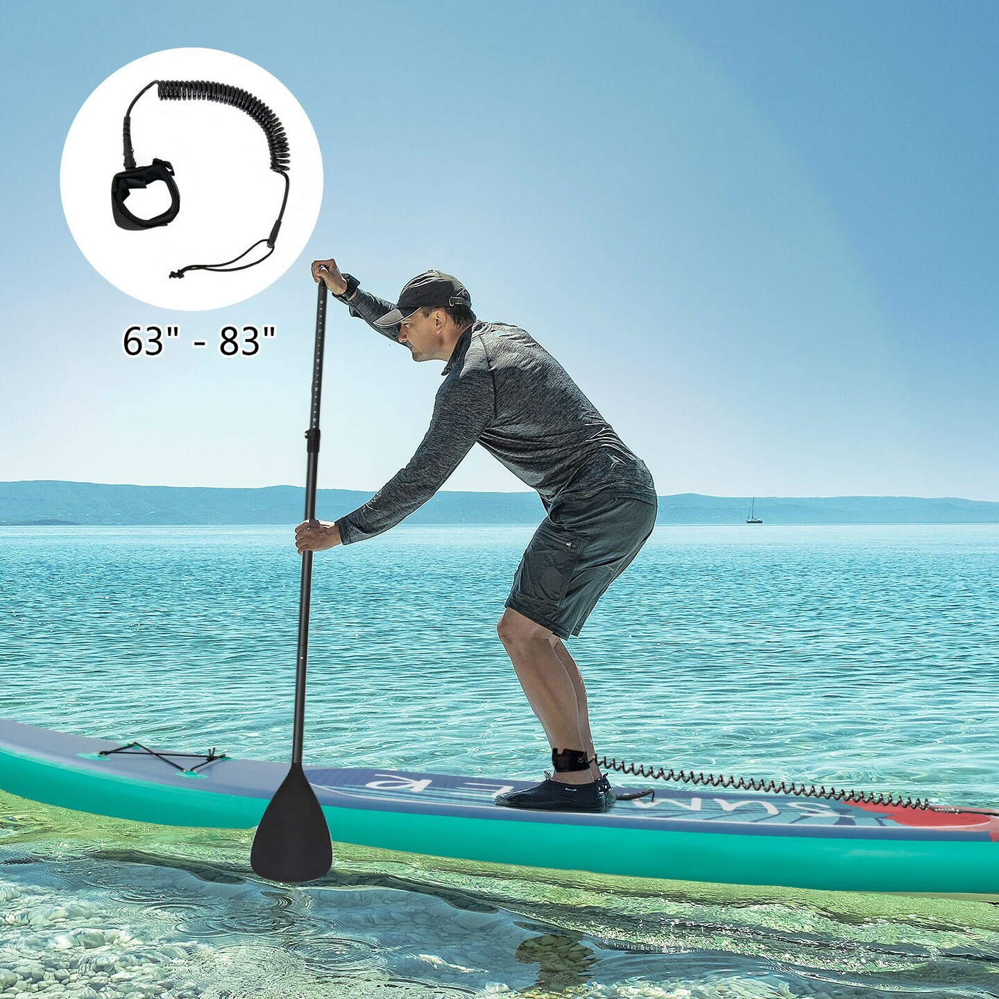 Inflatable Paddle Board with Adjustable Paddle, Carry Bag, and Full Equipment