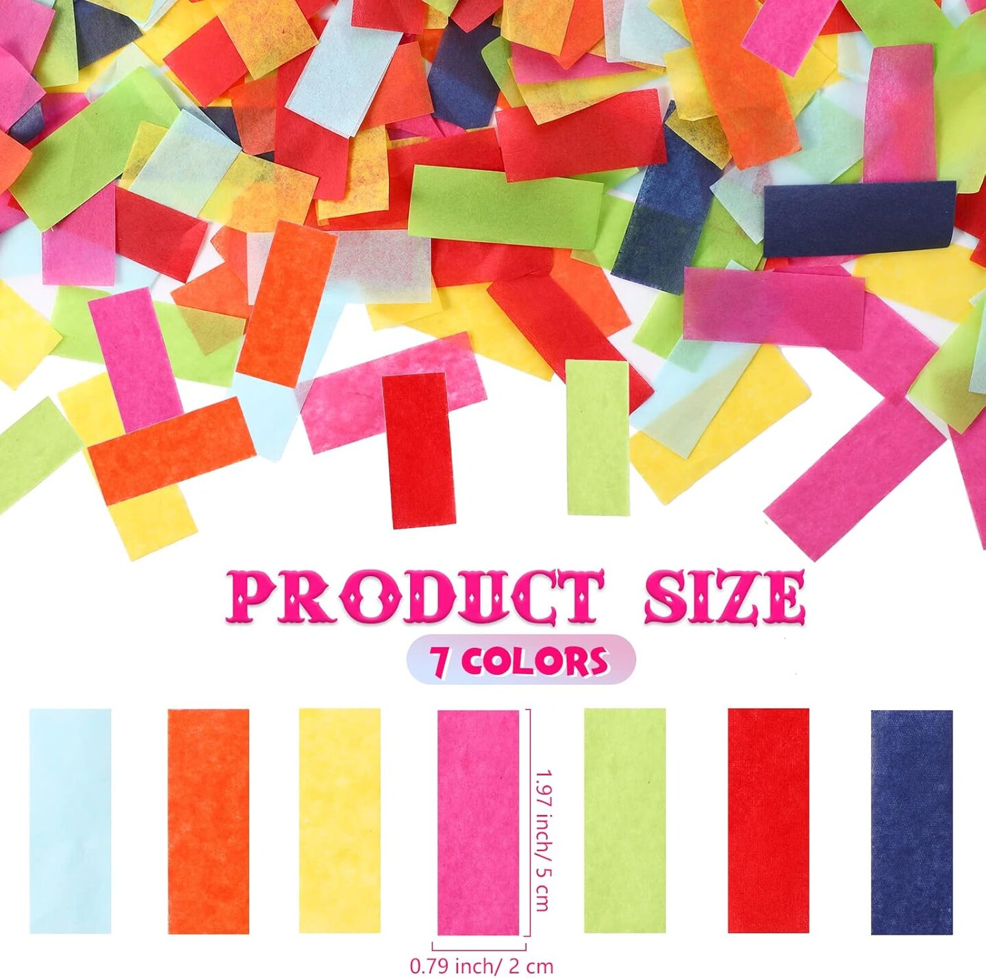 Rectangle Tissue Confetti Multicolor Confetti Sprinkles for Clubs Weddings Birthday Celebrations Fiesta Party Decor, 0.79 x 1.97 Inch(300g,Paper)
