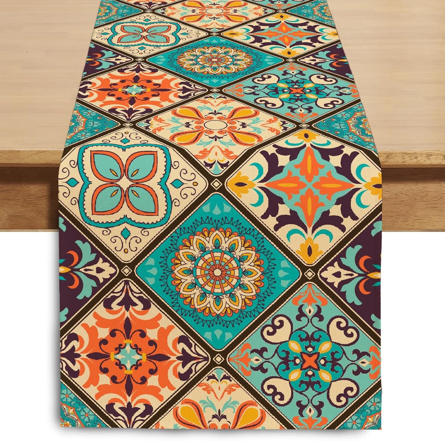 Boho Bohemian Table Runner 13x72in – Vintage Seasonal Party, Kitchen & Dining Decor, Machine Washable (Bohemian B)