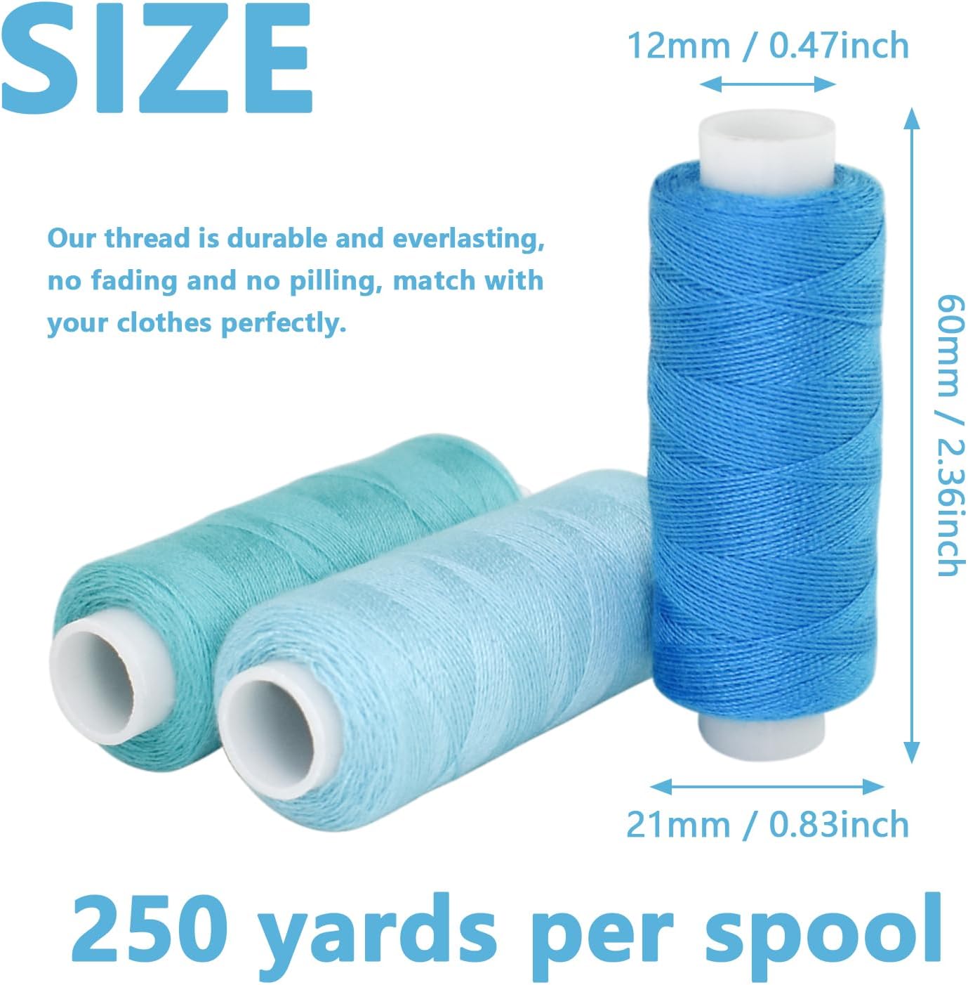 60 Colors Sewing Thread Spool Kit 250 Yards Per Polyester Spools for Hand Sewing, Embroidery and DIY Sewing Machine