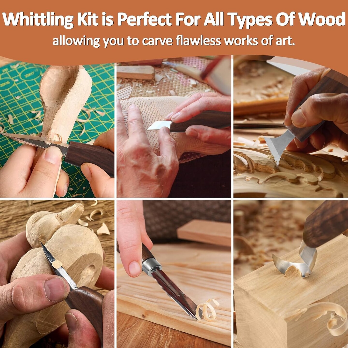 Wood Carving Kit,Carving Knife Set for Beginners,and Adults,Wood Carving Tools,Whittling Knife Set,Wood Whittling Set for Hobbies, Carving Set,Hook Knife,Spoon Carving Knife Suitable&#xFF0C;Gift