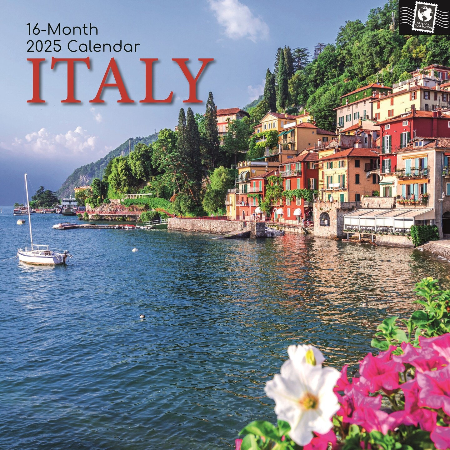 The Gifted Stationary 2025 Square Wall Calendar, Italy, 16-Month Passport Collection Theme Hanging Calendar with 180 Reminder Stickers, Month Planner for Home, or Creative Spaces, 12x12 In
