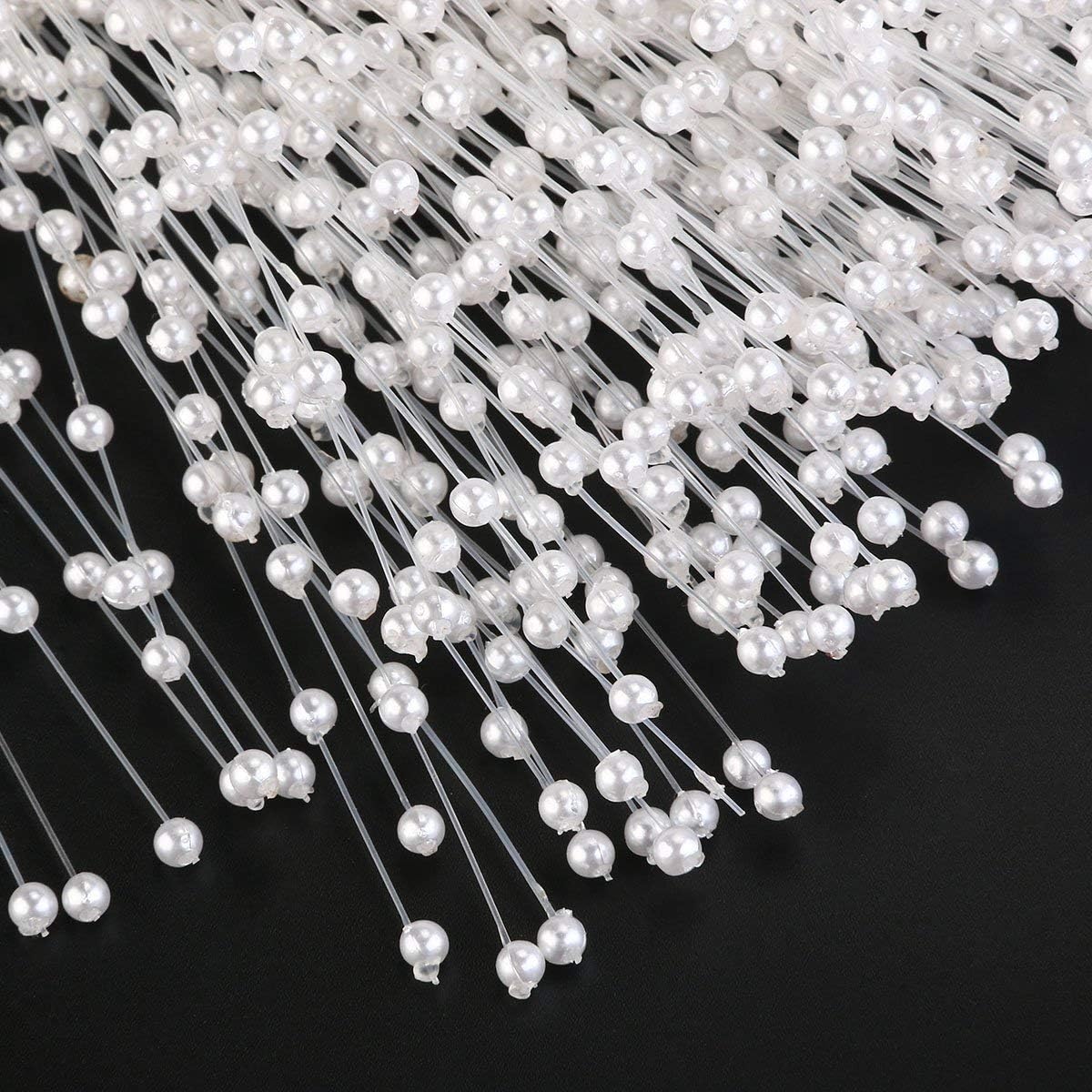 100 Stems Pearl Sticks Beading on Wire Stems for DIY Garland Bridal Wedding Pearl Bouquet Home Party Decor Craft (Golden)