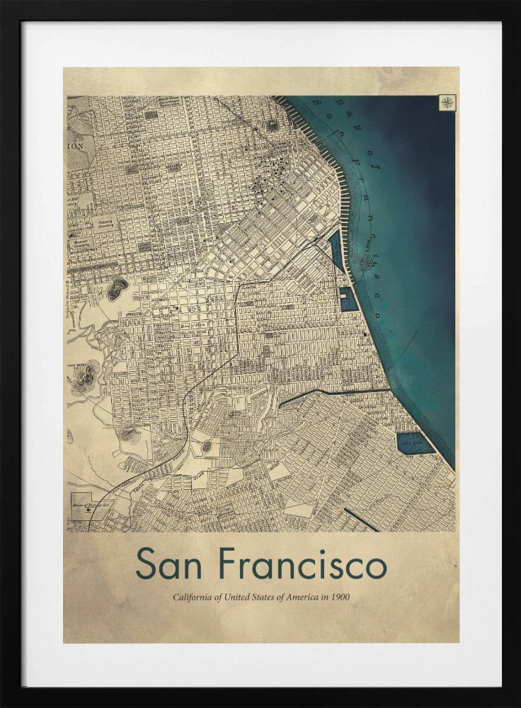 San Francisco retro map by Dionisis Gemos Framed Art