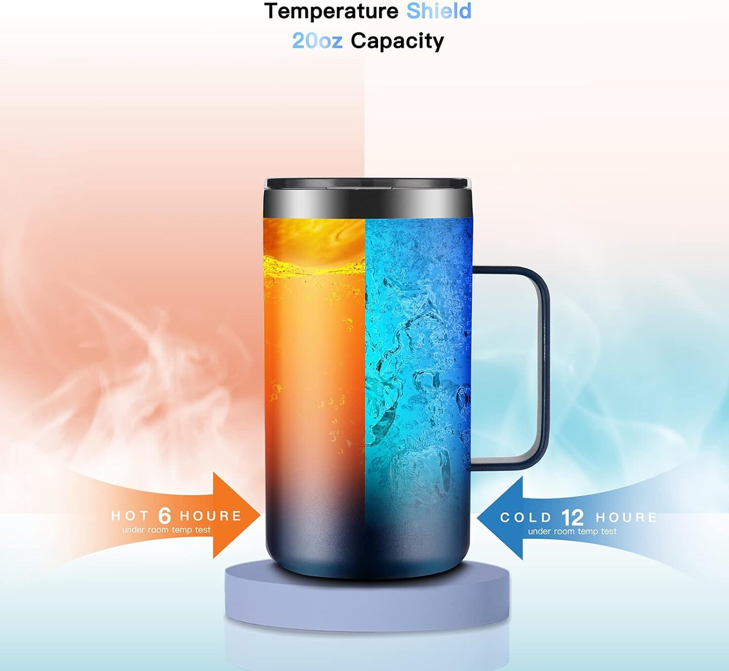 20oz Insulated Coffee Mug with Lid, Stainless Steel Coffee Cup