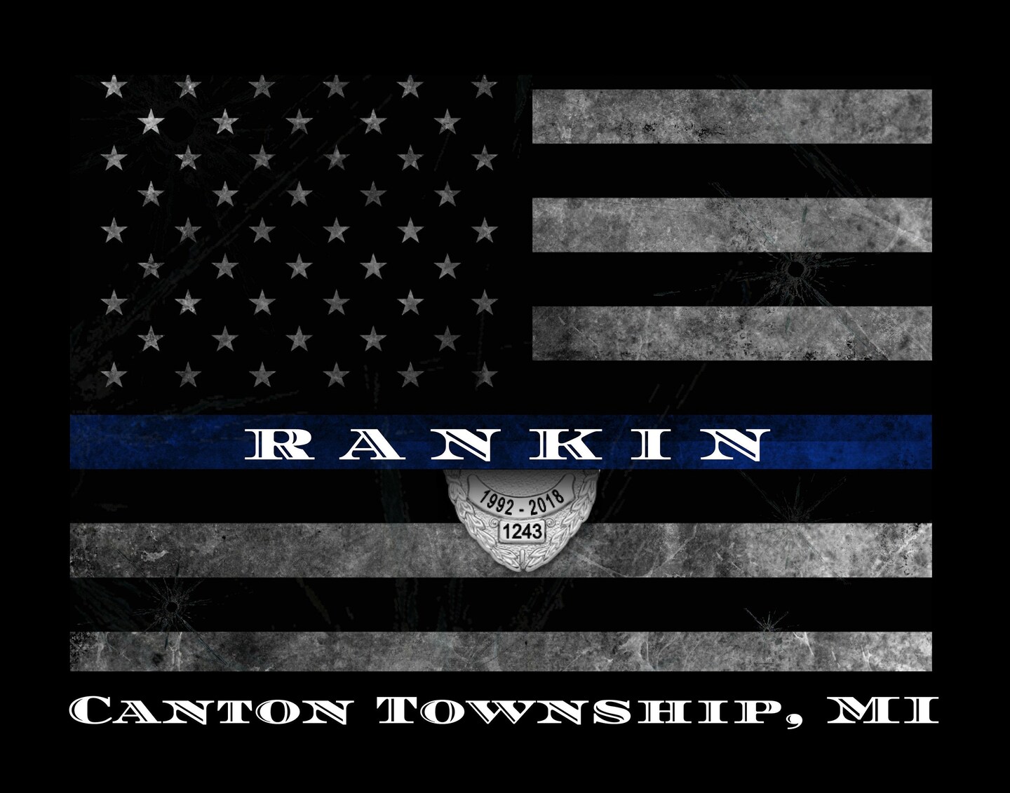 Graduation Academy Police Officer Gift Thin Blue Line Flag Art