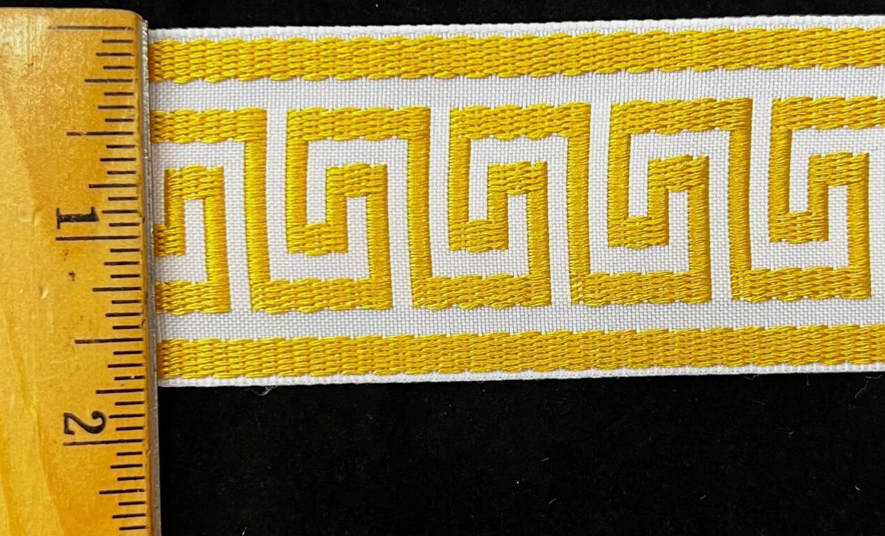 1-3/4&#x22; Greek Key Jacquard Woven Ribbon Trim - 6 Continuous Yards - Many Colors!