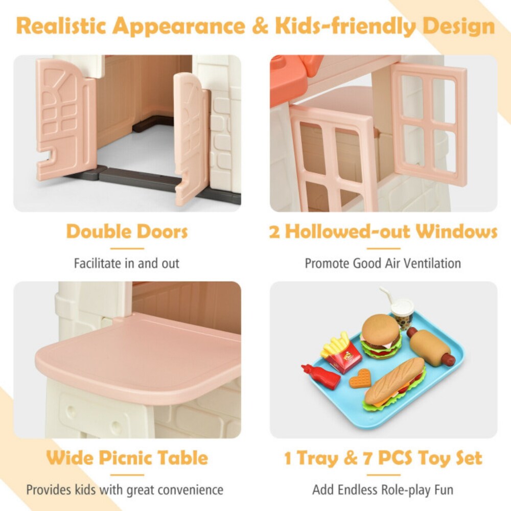 HDPE Playhouse Set with Slide, Table and Cover for Kids
