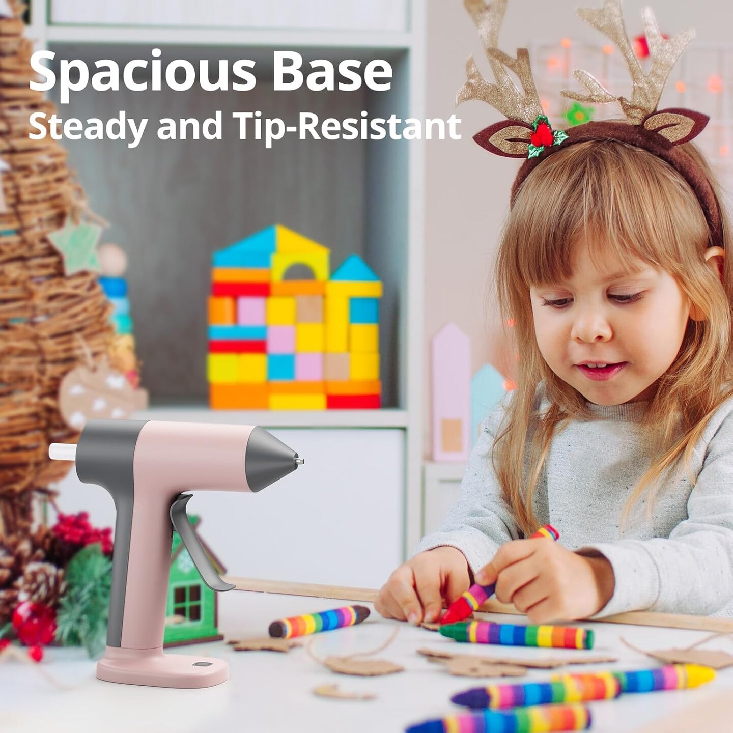 Cordless Hot Glue Gun, 30s Fast Preheating with 2Ah Built-in Battery, Hot Melt Glue Gun with 20pcs Premius Glue Sticks, Smart Power-Off, USB-C Inputs Suitable for DIY Craft, Home Repaire Pink