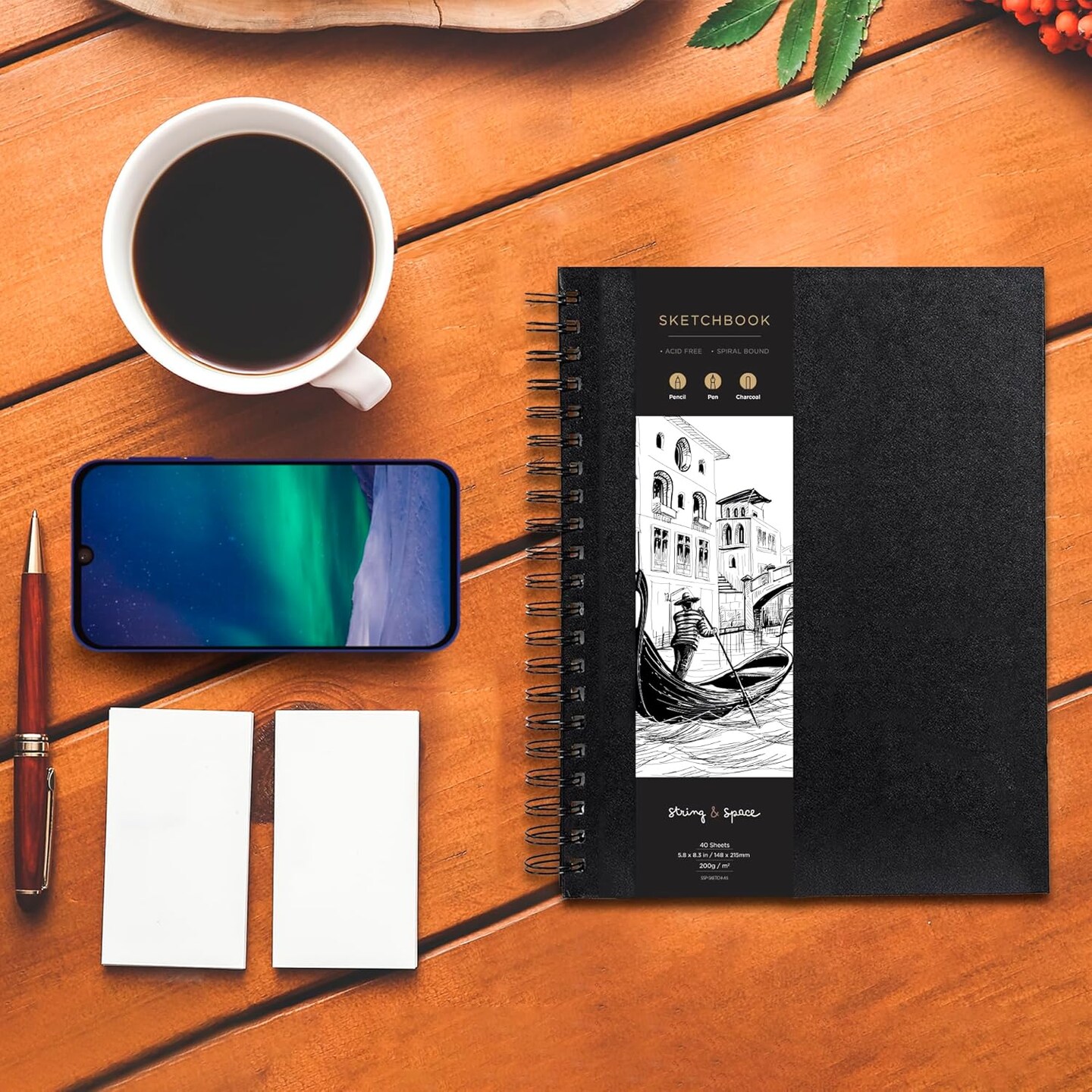 Sketchbook Hardcover &#x2013; 200GSM Very Thick Paper &#x2013; Spiral Sketch Book for Drawing and Mixed Media &#x2013; Sketch Pad, Art Book - 5.8 x 8.5, 40 Sheets / 80 Pages