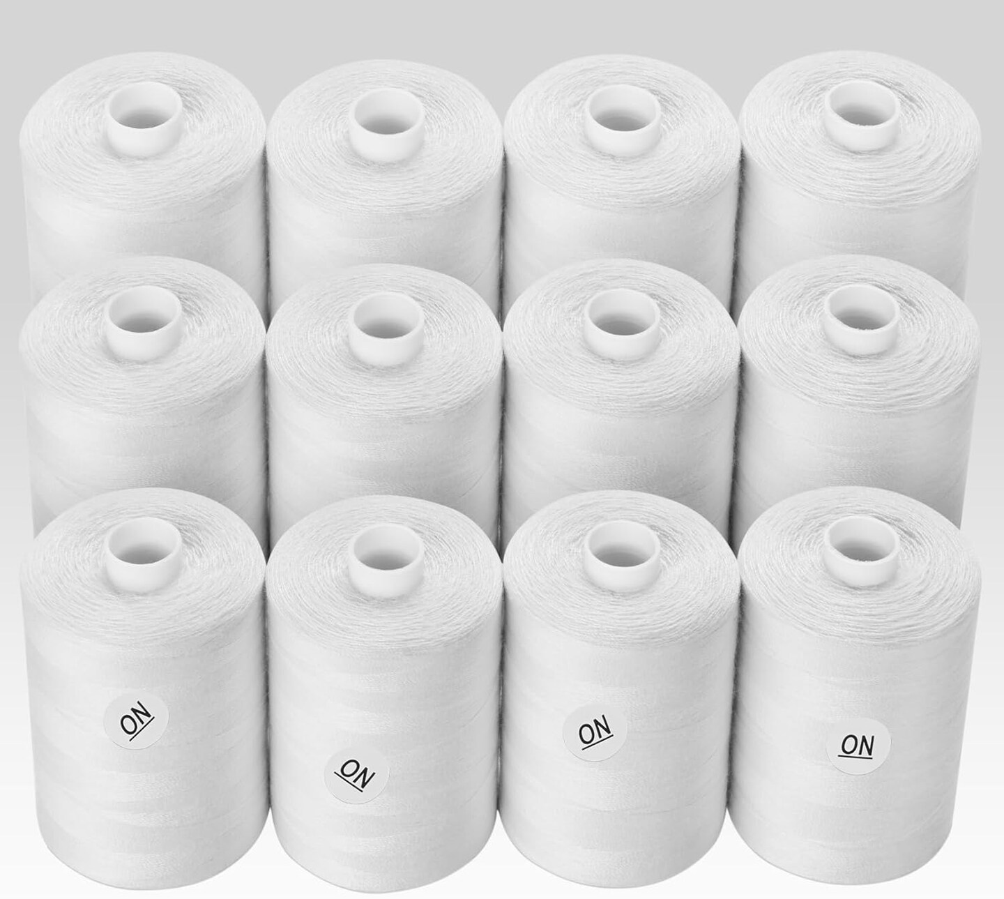 Sewing Thread, 12 Spools of 1000 Yards Each White Polyester All Purpose Thread for Sewing Machine/Hand Sewing/Hand Quilting
