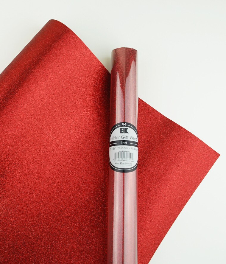 Best Creation Glitter Gift Wrap, 30 x 36-Inch Red 2 ROLLS