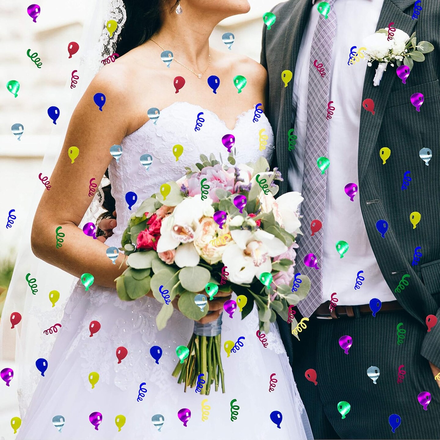 Confetti Sprinkles Table Scatters for Birthday Wedding Celebration Retirement Party Decoration DIY Arts and Crafting Metallic Foil Confetti 1.6 Ounce Balloon Ribbon