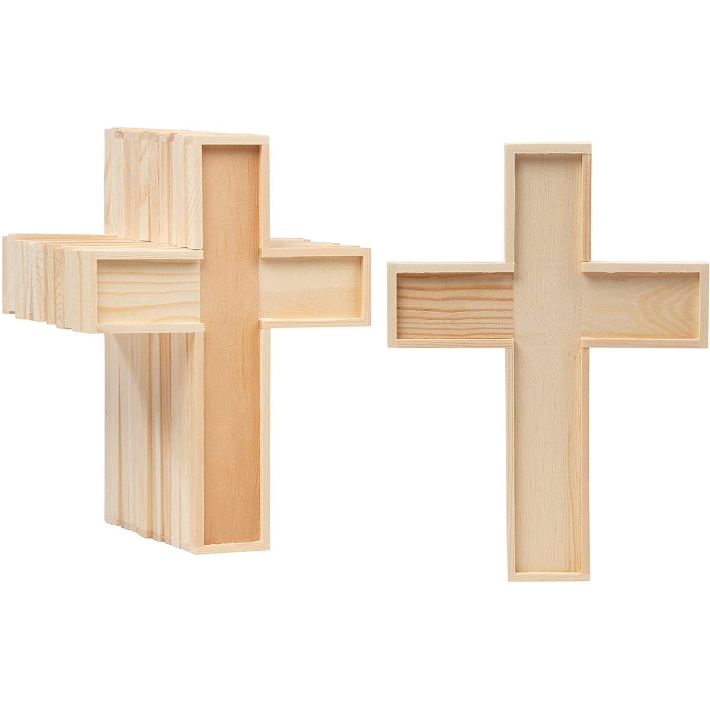12 Pack Unfinished Wooden Cross Cutouts, Wood Cross for Easter Party, Church, Sunday School Crafts, DIY Home Wall Decor (8.9 x 6.5 In)