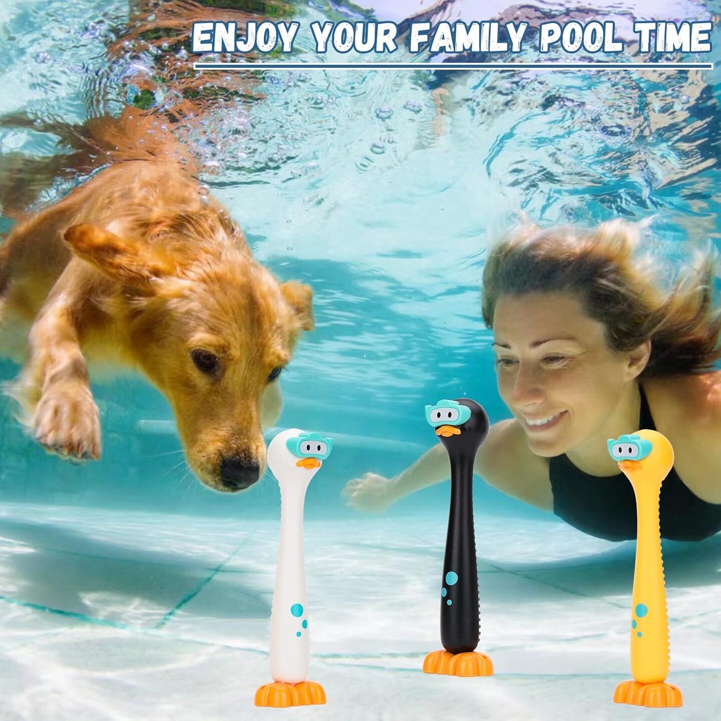 Summer Set of 3 Pool Diving Toys for Kids,Fun Swimming Pool Games for Kids Water Toys, Clown Duck Dive Stick are Perfect for Boys and Girls Pool Time!