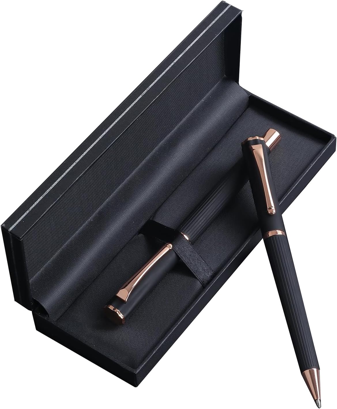 2pcs Ballpoint+Rollerball Pens, Nice Fancy Executive Signature Pen for Work, Gift Set for Men &#x26; Women, Journaling Pen with Gift Box, 0.5mm Nib of Black Ink Rose Gold Clip