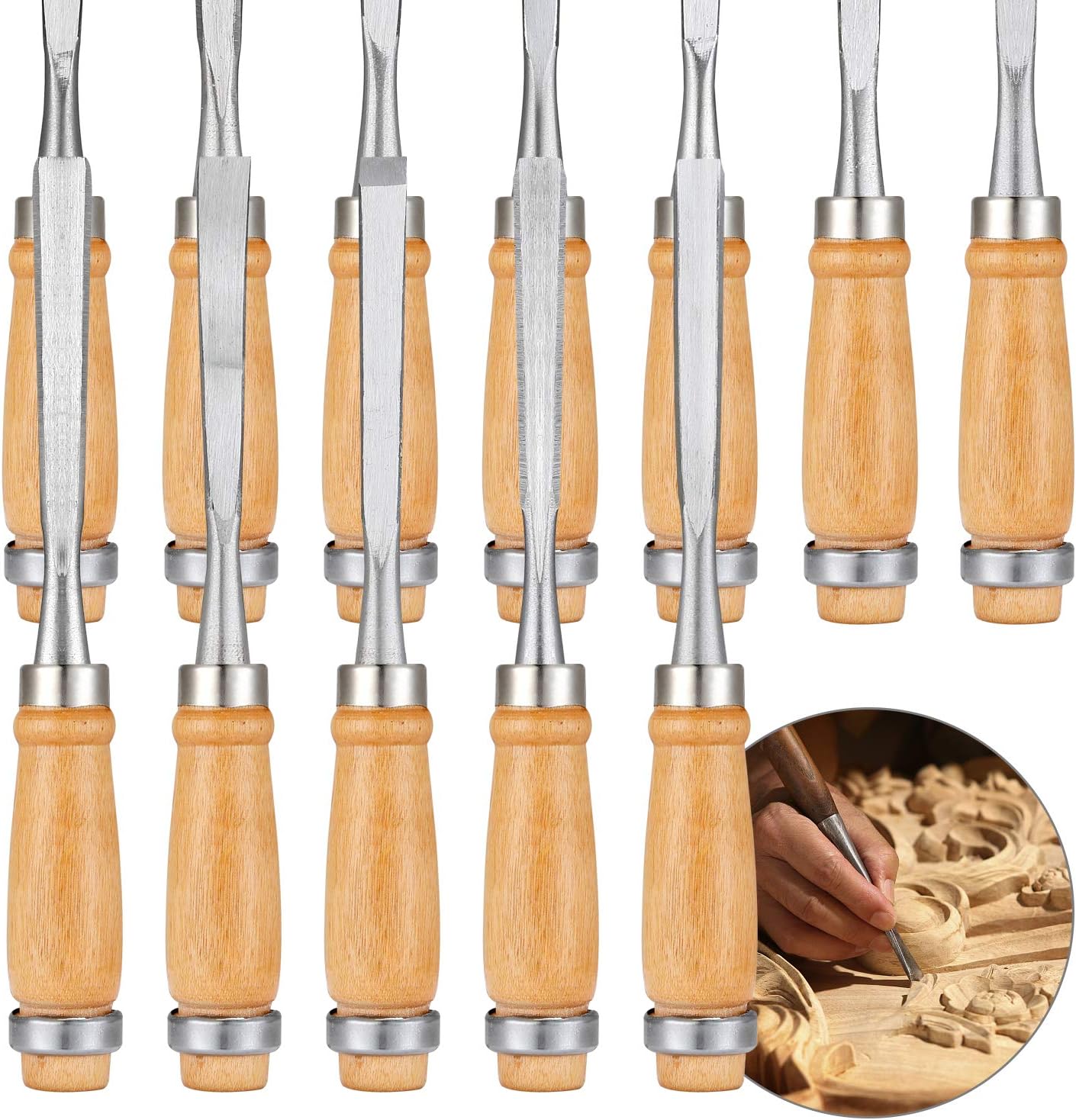 24Pcs Wood Carving Tools Chisel Set - Kit Including Small and Large Size Wood Carver Set