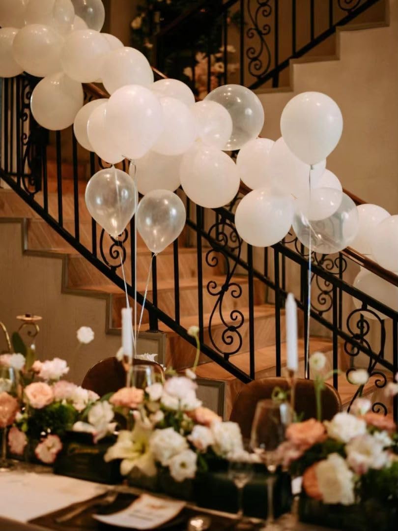 White Latex Balloons 100 pcs Matte White Balloons Different Sizes 18 12 10 5 Inch Round Helium Balloons for White Themed Wedding Graduation Birthday Party Backdrop Decorations