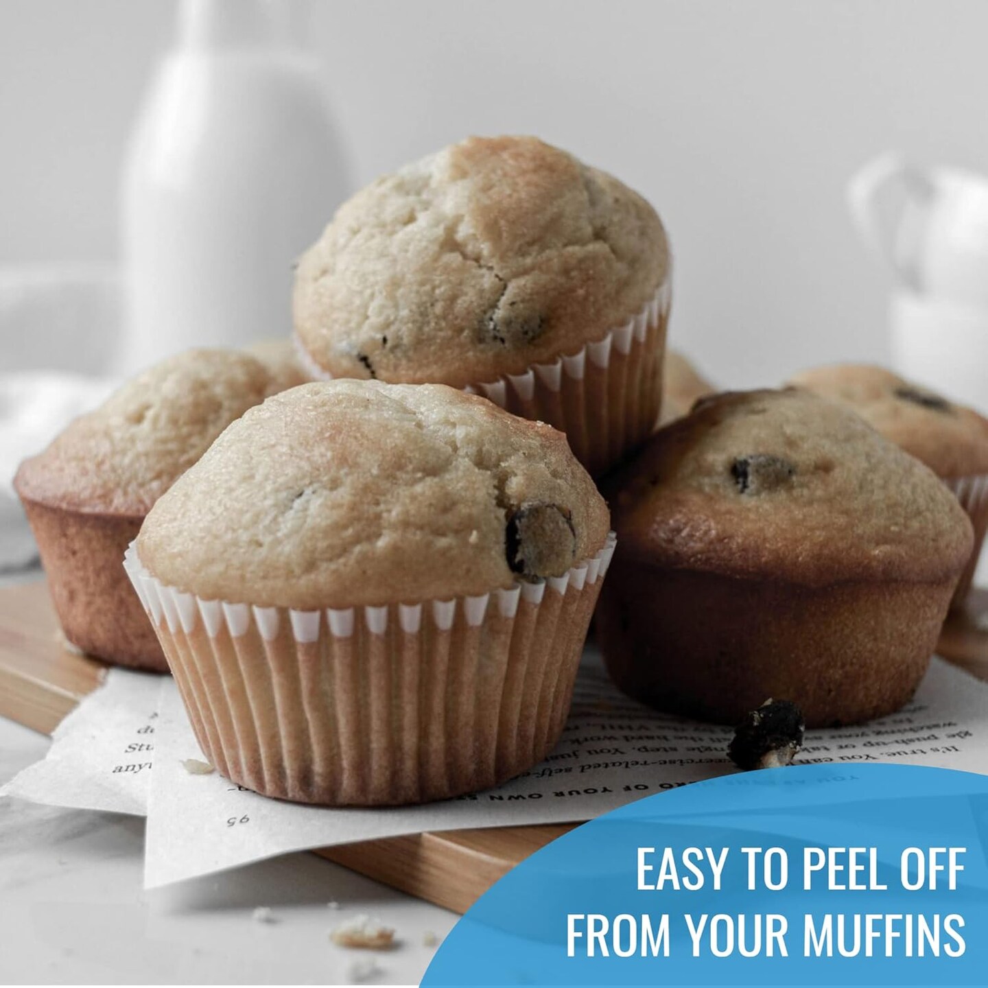 White Cupcake Liners Standard Size - 300-Pack Paper Baking Cups - Fits Perfectly Any Muffin Baking Pan - Muffin liners for Cupcakes, Muffins, &#x26; Egg Muffins - Greaseproof Cupcake Papers Wrappers