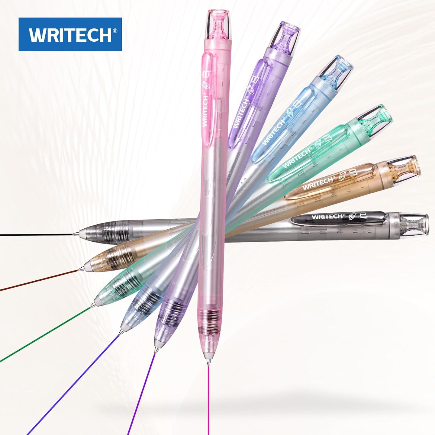 Twist Gel Ink Pens: Multicolor Medium Point 0.7mm 6ct Low Center of Gravity Rotatable Pen No Smear Silent Click Space Up Gel Galaxy