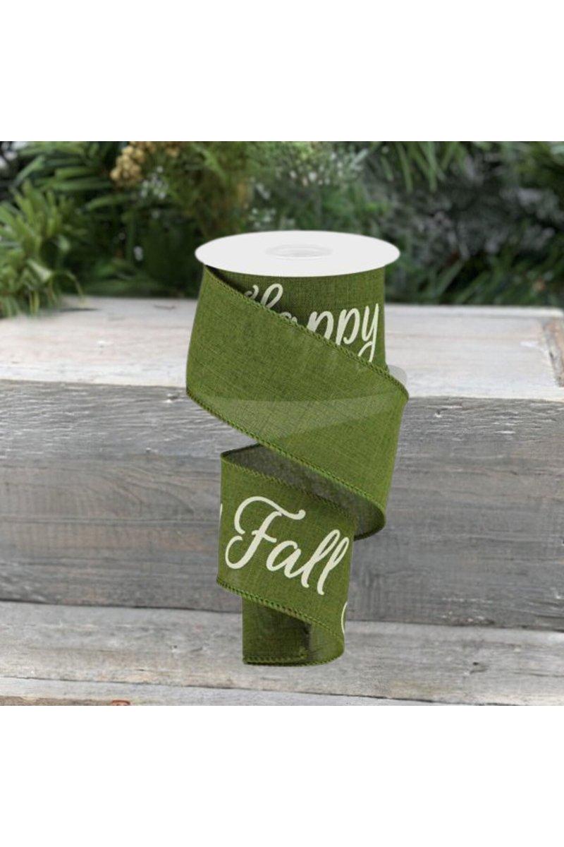 2.5&#x22; Happy Fall Yall Ribbon: Moss Green (10 Yards)