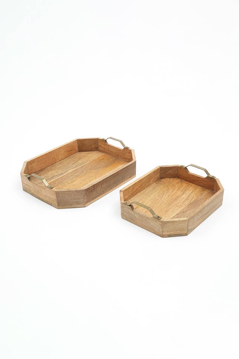 Handcrafted Octagonal Mango Wood Decor &#x26; Serving Tray