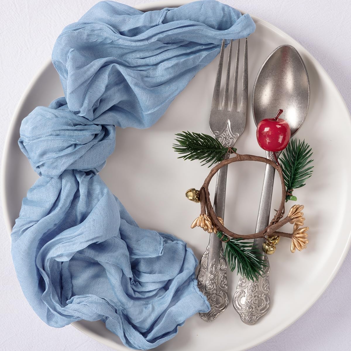 60 Pack Cheesecloth Napkins Dusty Blue Wedding Napkins 21&#x22;x21&#x22; Boho Reusable Napkins in Bulk for Easter Wedding Bridal Baby Shower Events Table Decor