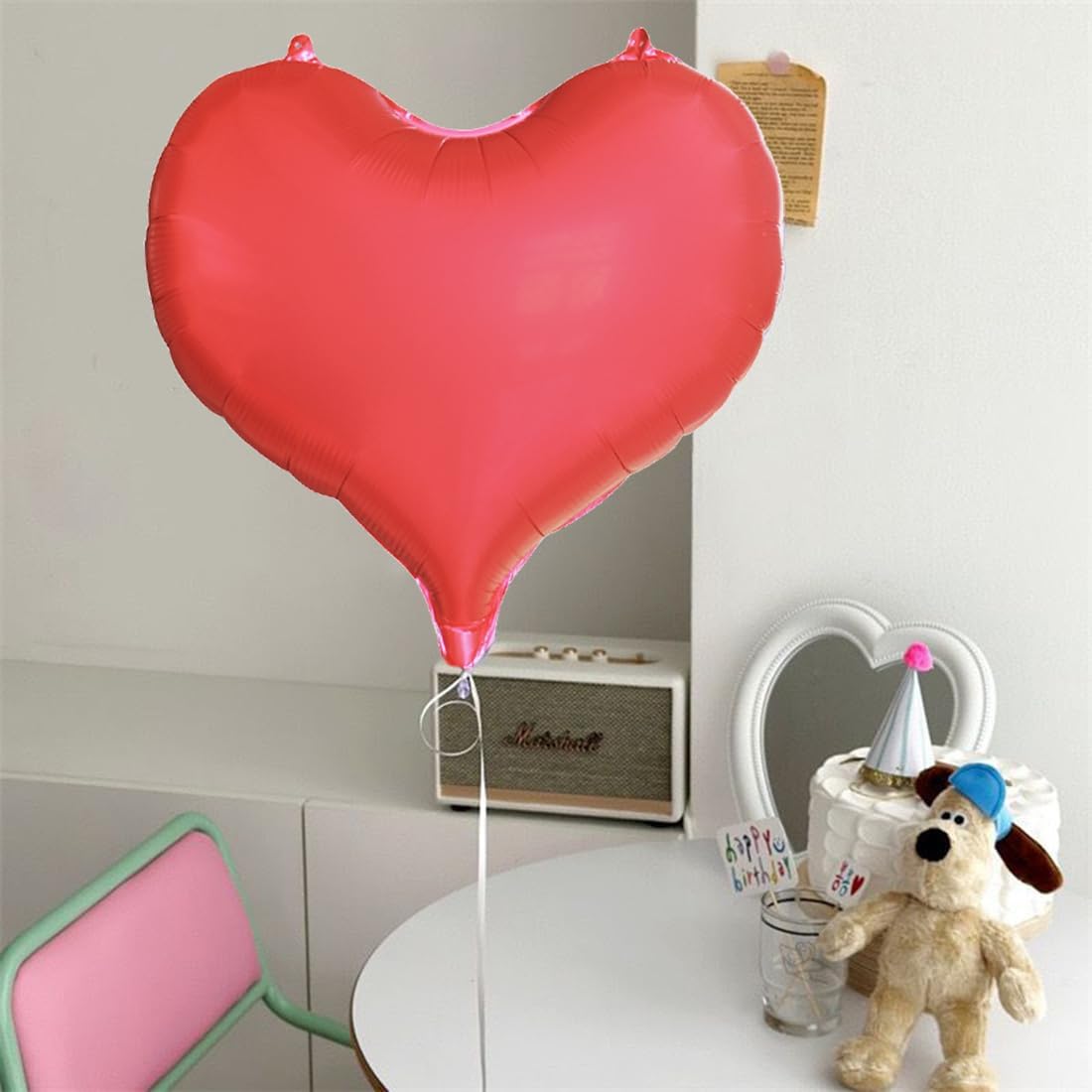 20 Inch Red Heart Mylar Foil Balloons 6 Pcs Large Red Heart Aluminum Foil Helium Balloons for Girls Women Birthday Bridal Engagement Wedding Anniversary Baby Shower Party Decorations